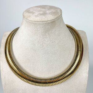 Chicos Gold Tone Snake Collar Choker Necklace